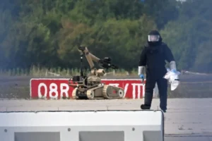 At an airport in Germany, near Leipzig, a drone used by the Russians in Ukraine, loaded with Semtex explosives, has infiltrated